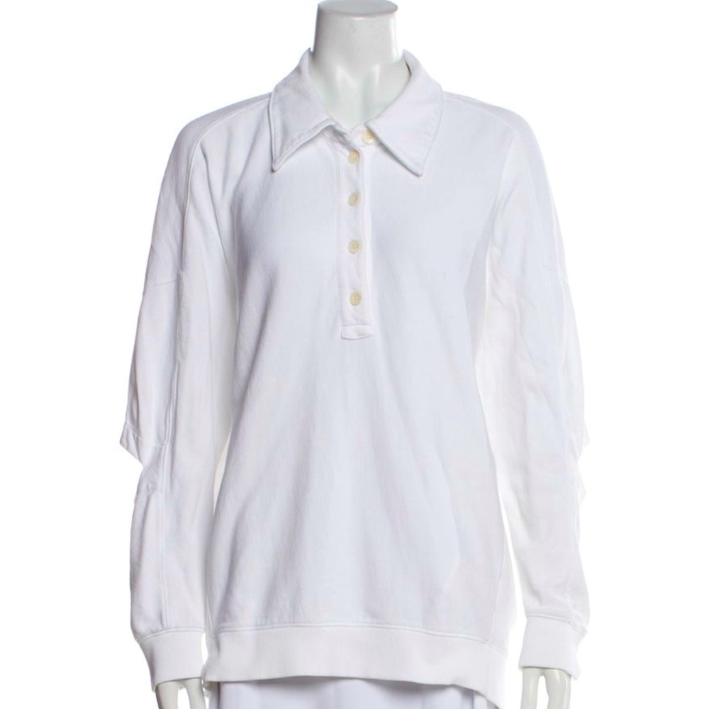 Tibi Women’s White Button-Front Polo Sweatshirt